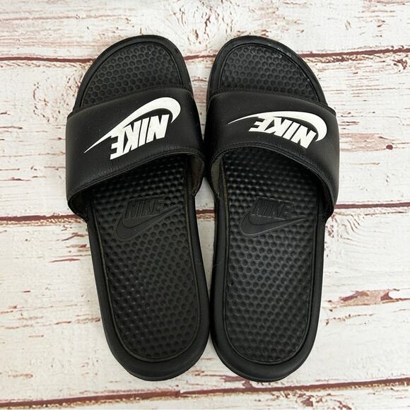 NIKE Black and White Slide Sandals - Picture 2 of 7